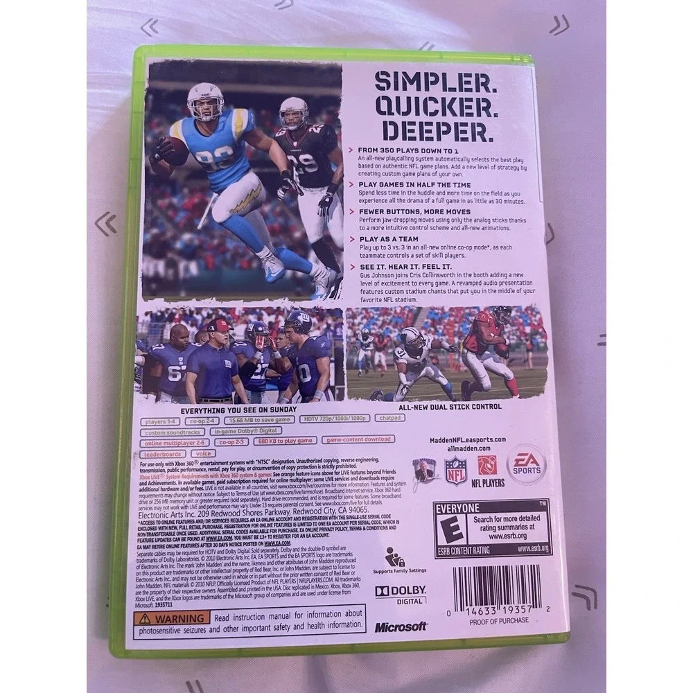 Madden 11 (Microsoft Xbox 360, 2010) NFL Drew‎ Brees Saints